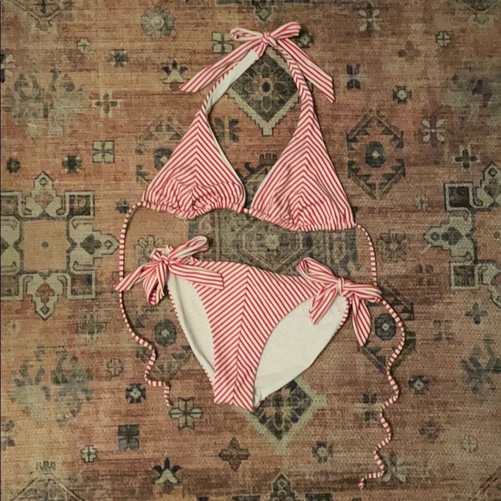 Red Stripe Bikini Set